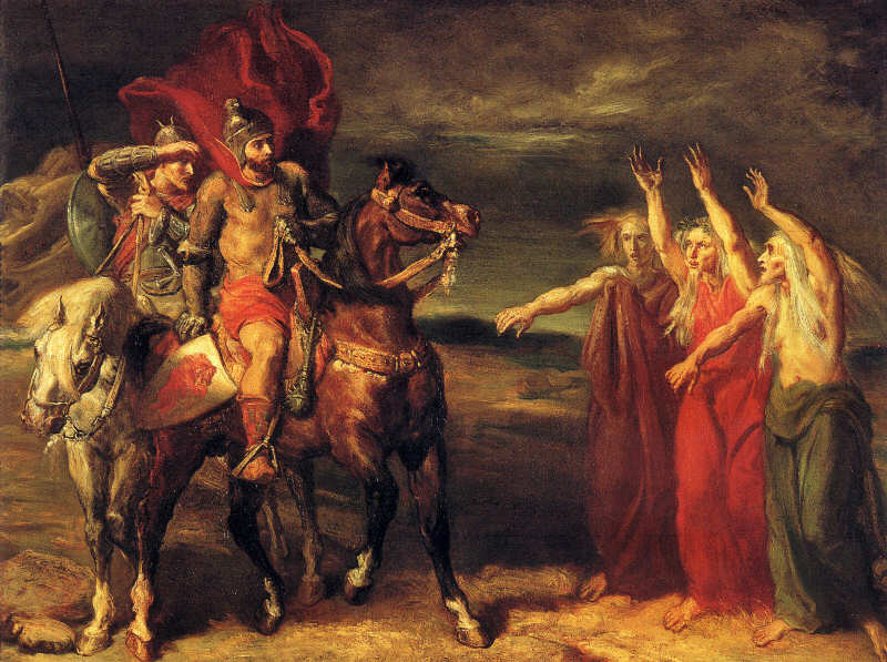 "Macbeth and Banquo meeting the witches on the heath" by Théodore Chassériau.